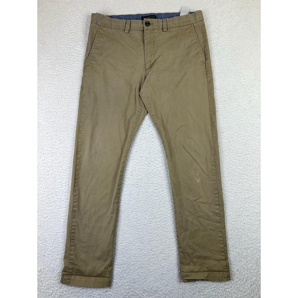 Banana Republic Mens 33x32 Khaki Fulton Skinny Chino Pants Stretch Cotton Tan‎